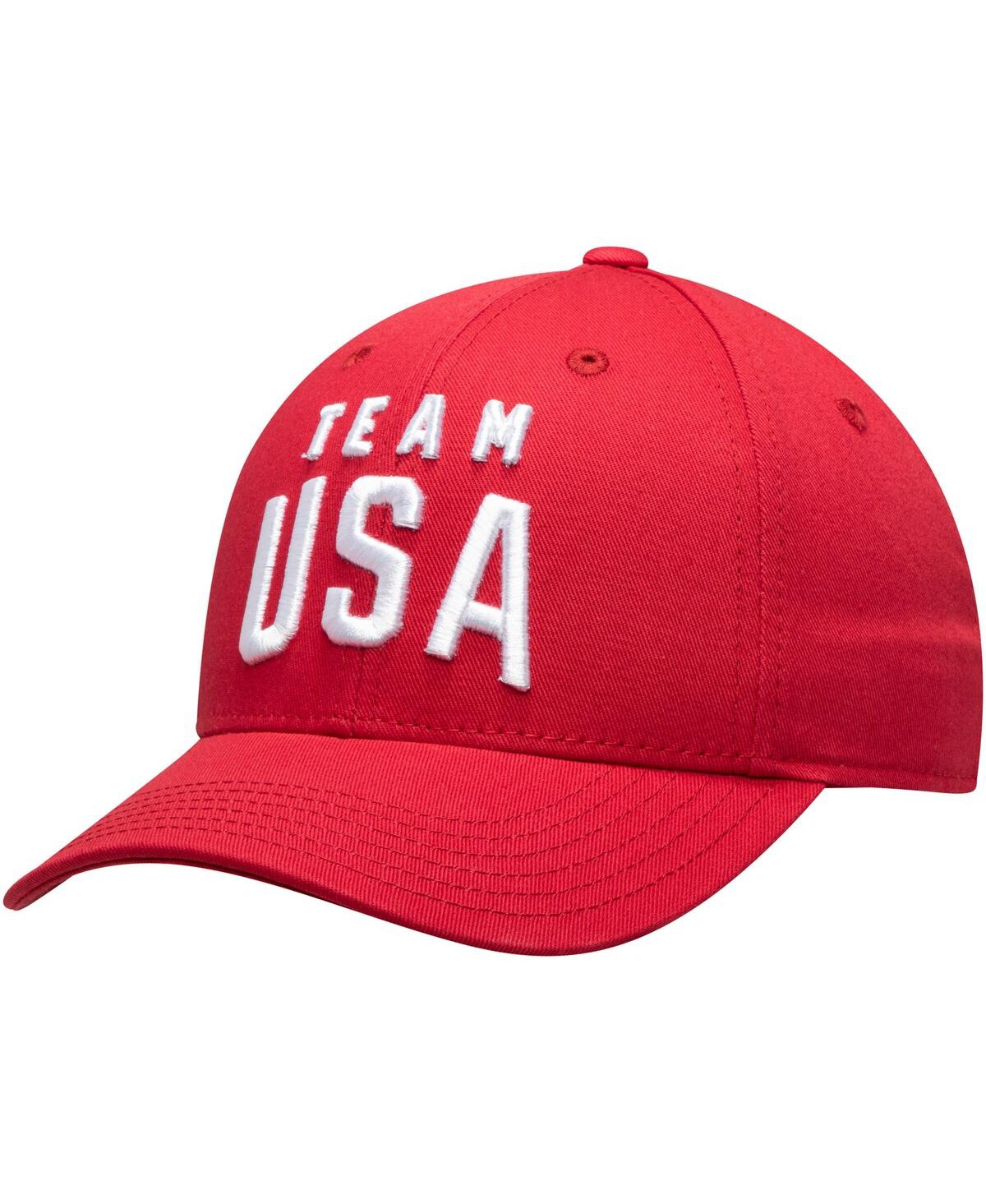 Outerstuff Big Boys Red Team Usa New Logo Solid Structured Adjustable Snapback Hat In Red