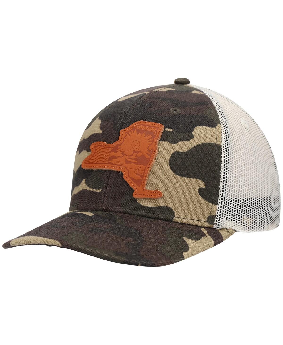 Men's Local Crowns Camo New York Icon Woodland State Patch Trucker Snapback Hat - Camo