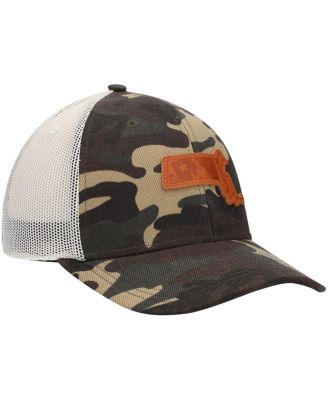 Men's Camo Massachusetts Icon Woodland State Patch Trucker Snapback Hat
