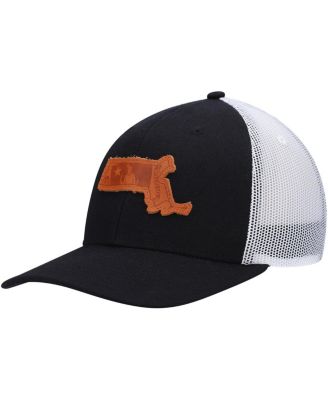 Men's Local Crowns Black Massachusetts Leather State Applique Trucker ...