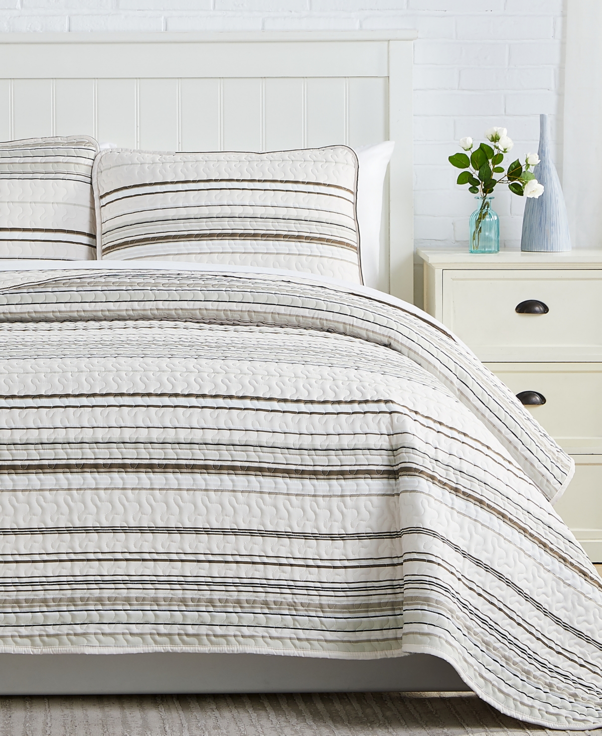Southshore Fine Linens Southshore Stripe 3-pc. Quilt Set, King/california King In Taupe