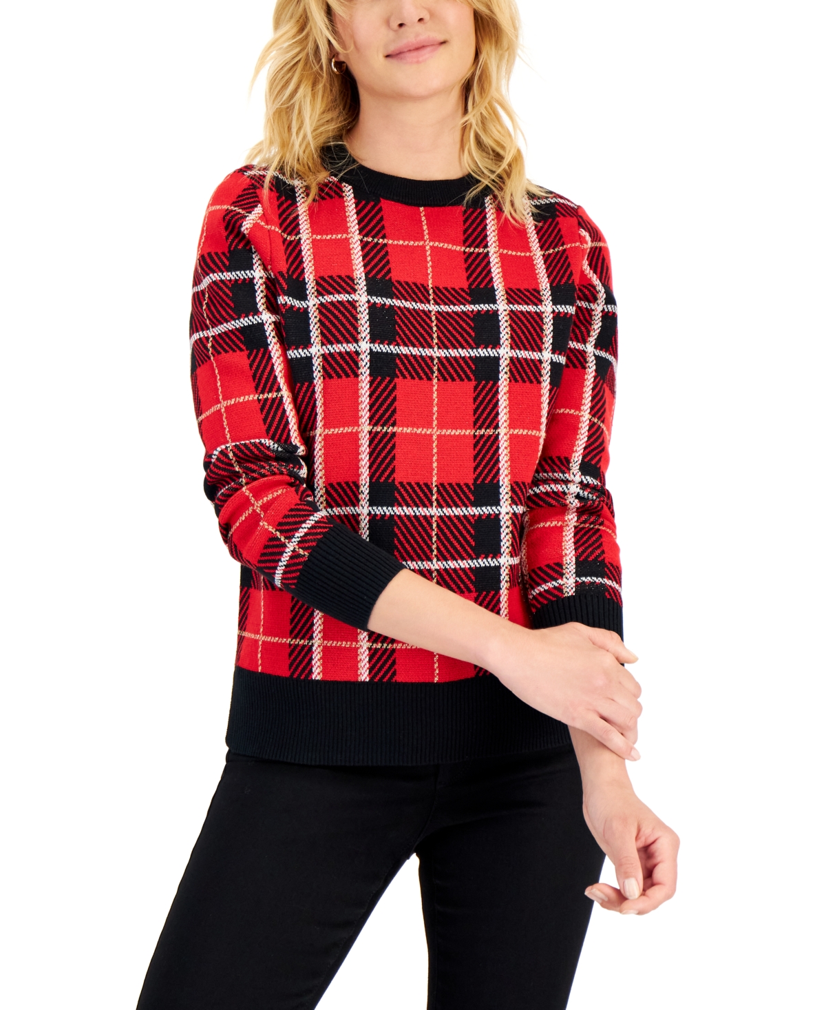Charter Club Women's Plaid Sweater, Created for Macy's