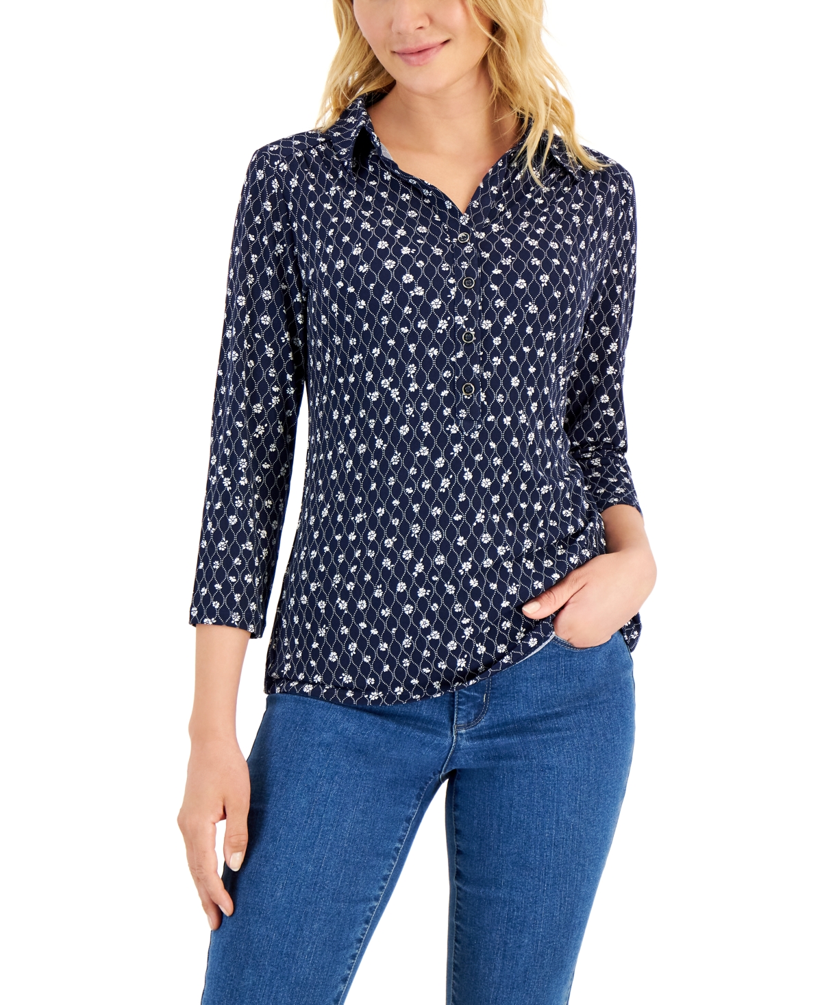Charter Club Women's Printed Polo, Created for Macy's
