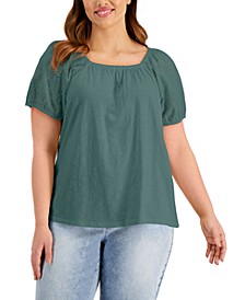 Plus Size Cotton On Off Shoulder Top, Created for Macy's