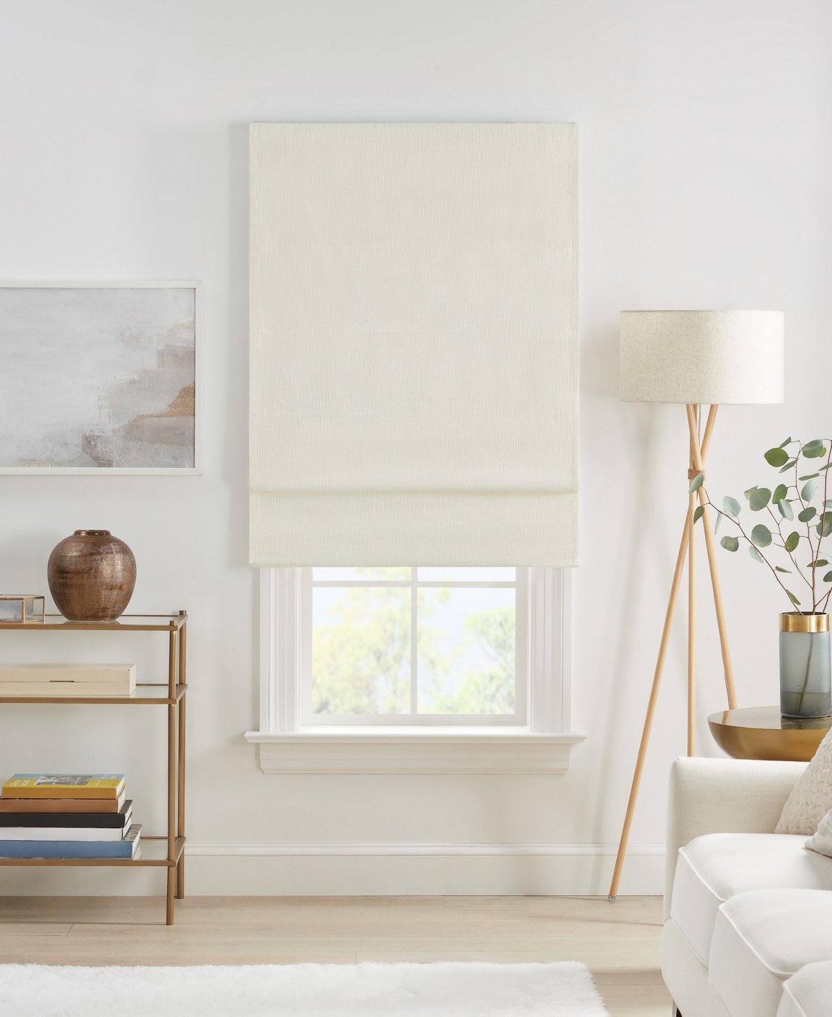 Eclipse Drew Blackout Textured Solid Cordless Roman Shade, 64" X 27" In Ivory