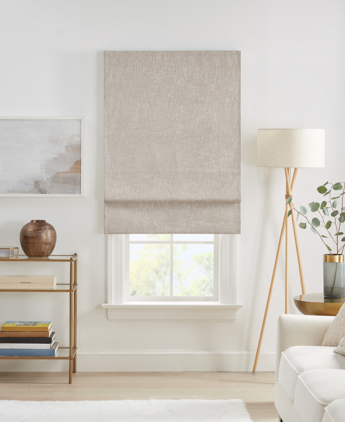 Eclipse Drew Blackout Textured Solid Cordless Roman Shade, 64" X 27" In Linen