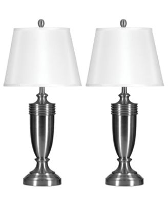 StyleCraft Set of 2 Brushed Steel Table Lamps
