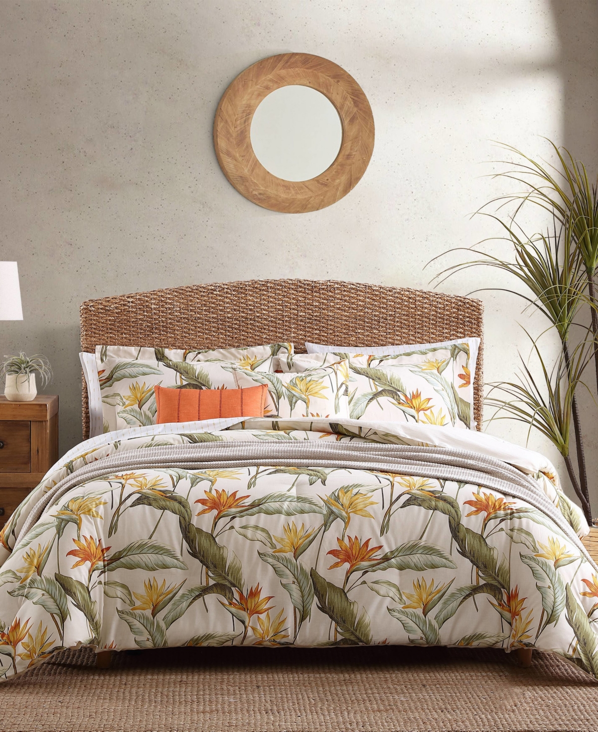Tommy Bahama Home Birds Of Paradise Cotton And Polyster Fill 4 Piece Comforter Bonus Set, King In Open Beige