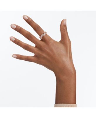 Silver-Tone Round Crystal Ring