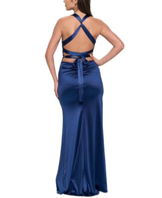 Juniors' Strappy-Back Satin Gown, Created for Macy's