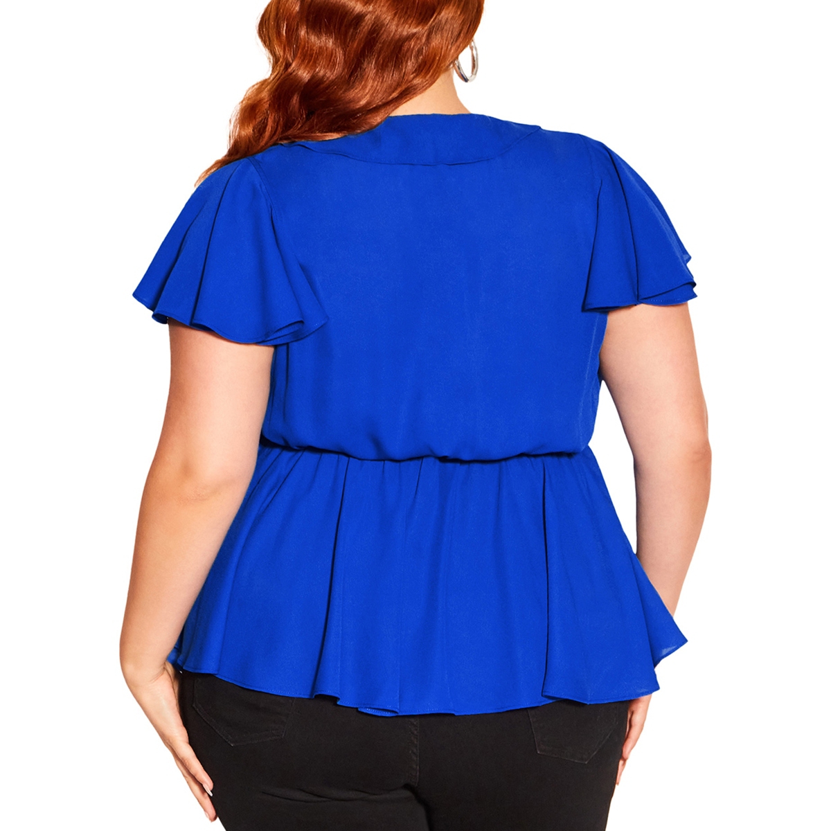 City Chic Women's Wrap Frills Short Sleeve Top