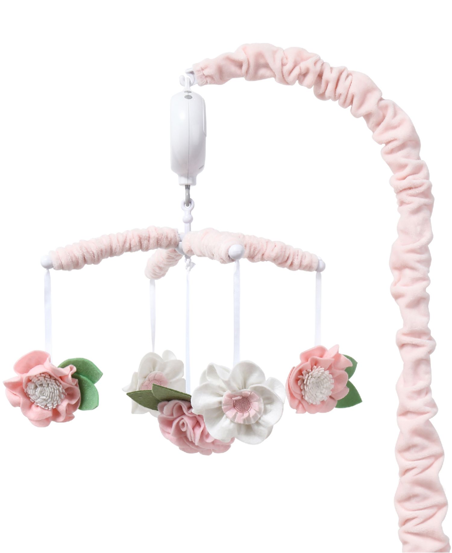 Pink Floral Musical Crib Mobile for Baby Girls Plays 12 Lullabies
