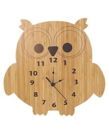 Bamboo Owl Shape Wall Clock