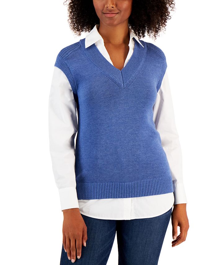 Charter Club Women's Layered Sweater Vest Top, Created for Macy's - Macy's