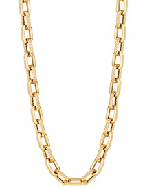 Polished & Textured Link 18" Collar Necklace in 10k Gold