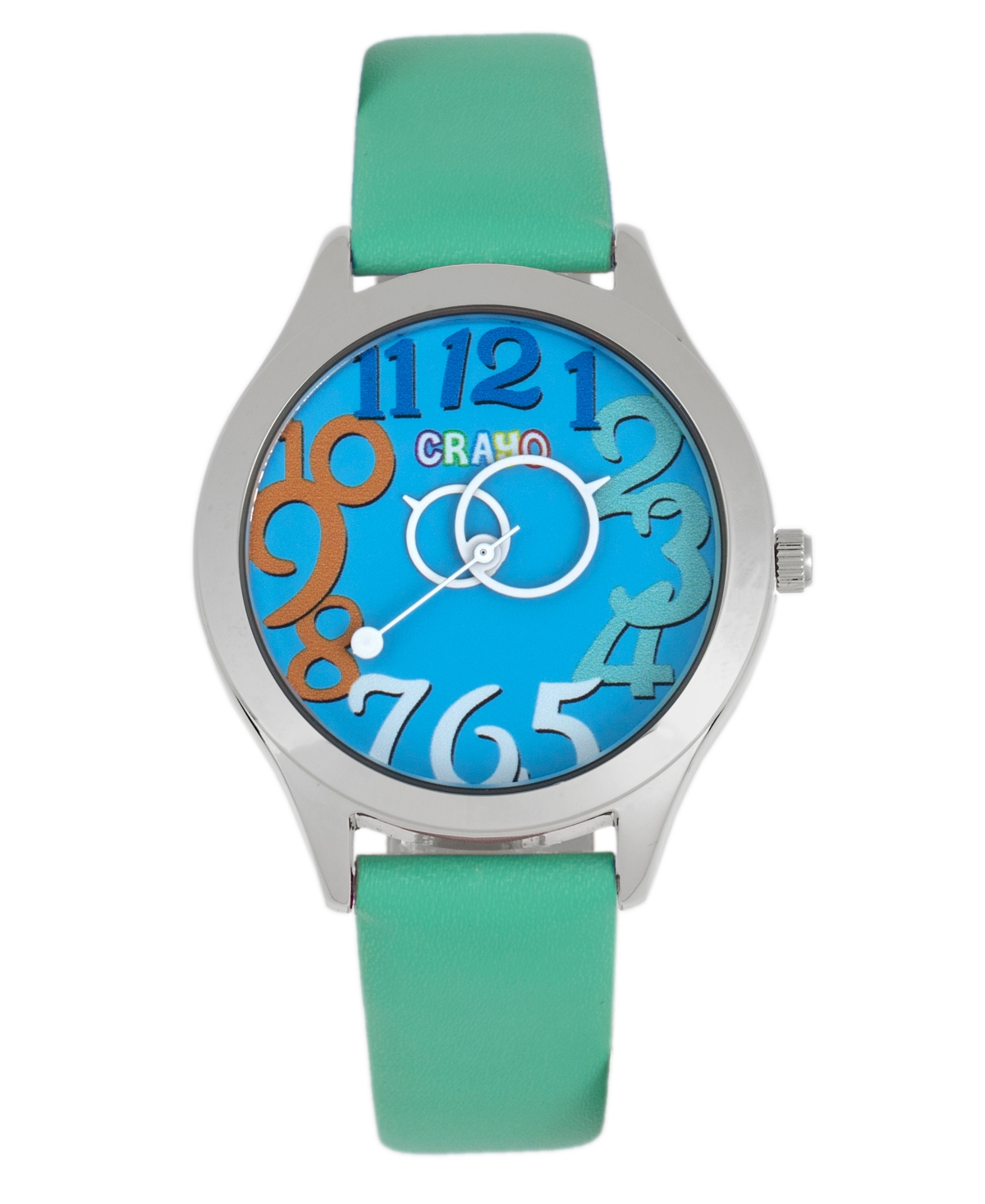 Crayo Spirit Unisex Mint or Blue or Purple or Pink Leatherette Strap Watch, 39mm