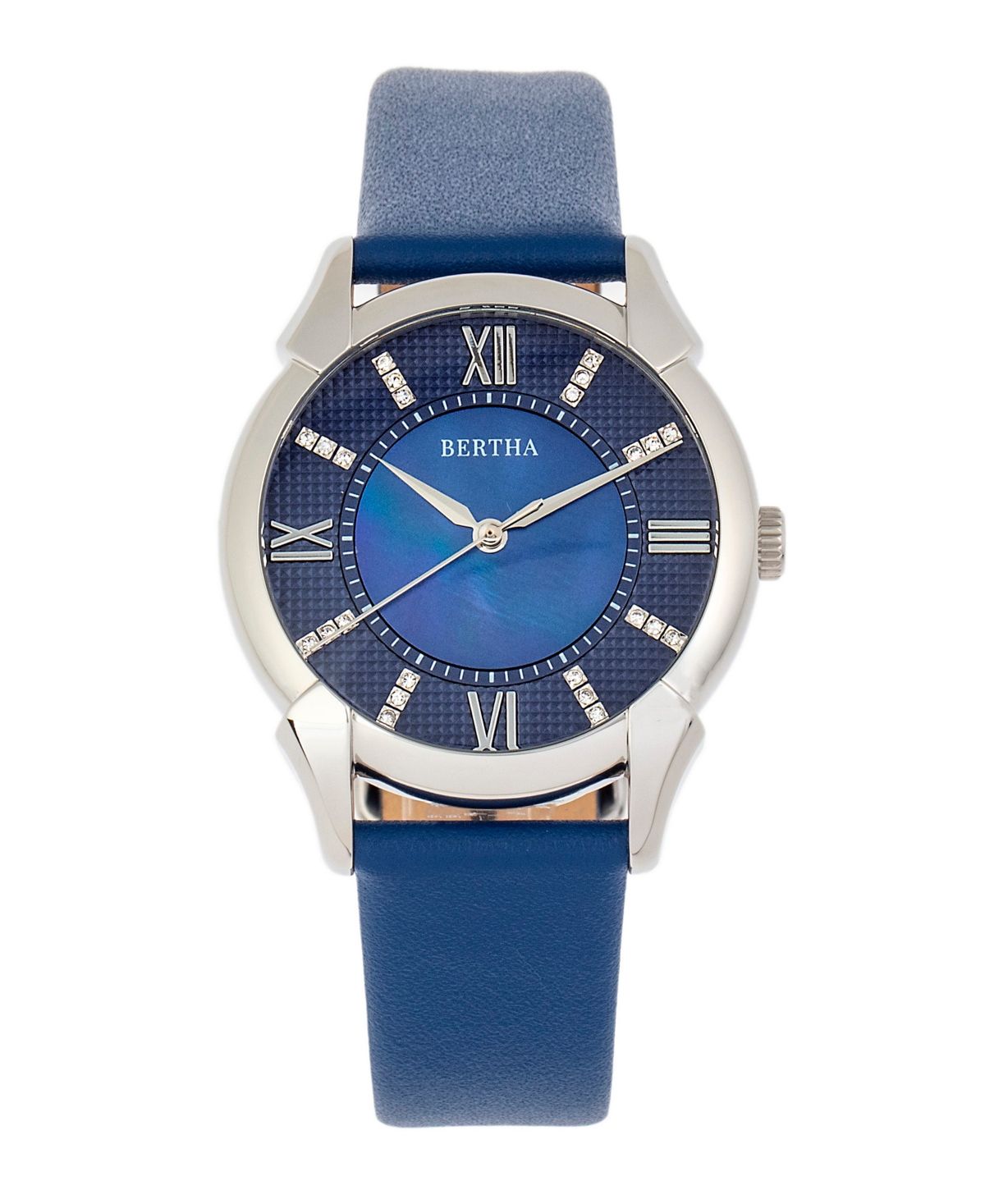 Bertha Ida Black or Blue or Green or Purple or Beige or Pink Leather Band Watch, 36mm
