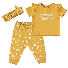 Baby Girls Top, Jogger Pants and Hair Bow, 3 Piece Set