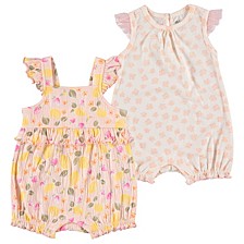 Baby Girls Sleeveless Fashion Rompers, Pack of 2