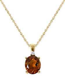 Citrine (2-1/5 ct. t.w.) & Diamond Accent Oval Pendant Necklace in 14k Gold, 16" + 2" extender