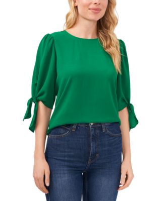 CeCe Women's Bow-Detail Puff-Sleeve Elbow Sleeve Blouse & Reviews ...