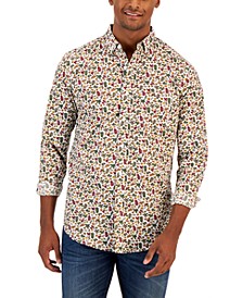 Men's Autumnal Foliage Classic-Fit Botanical-Print Button-Down Poplin Shirt, Created for Macy's 