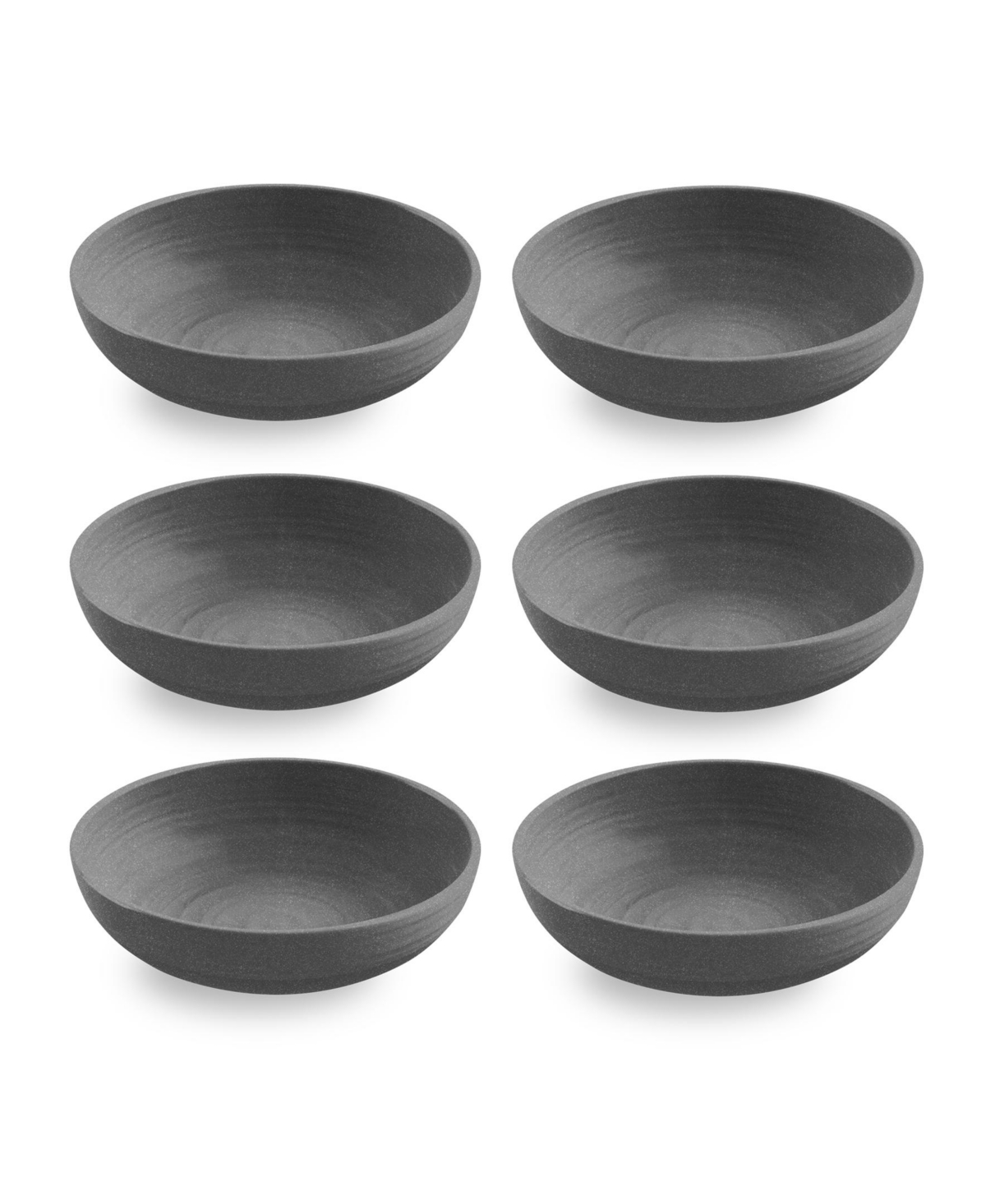 8" Planta Artisan 6-Piece Low Bowl Set, 43.3 oz - Gray