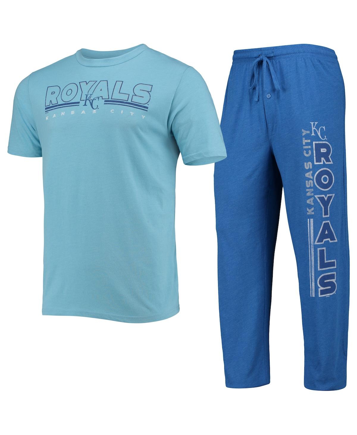 Men's Concepts Sport Royal, Light Blue Kansas City Royals Meter T-shirt and Pants Sleep Set - Royal, Light Blue