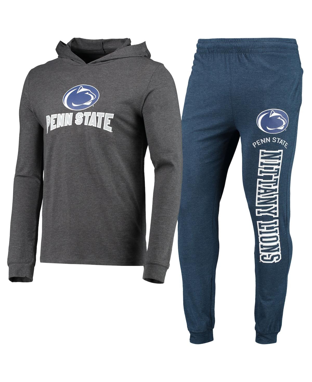 Men's Concepts Sport Heathered Navy, Heathered Charcoal Penn State Nittany Lions Meter Long Sleeve Hoodie T-shirt and Jogger Pants Set - Navy, Heather