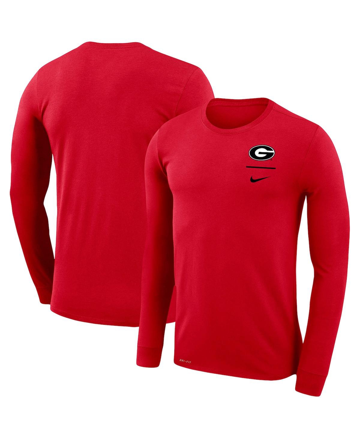 Men's Nike Red Georgia Bulldogs Logo Stack Legend Performance Long Sleeve T-shirt