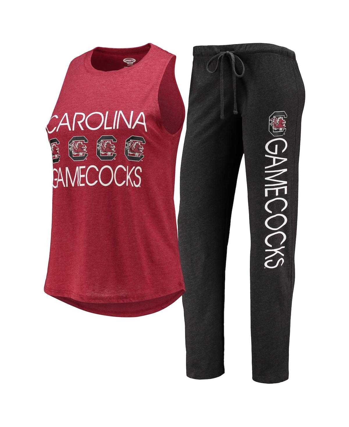Concepts Sport Women's  Black, Garnet South Carolina Gamecocks Tank Top And Pants Sleep Set In Black,garnet