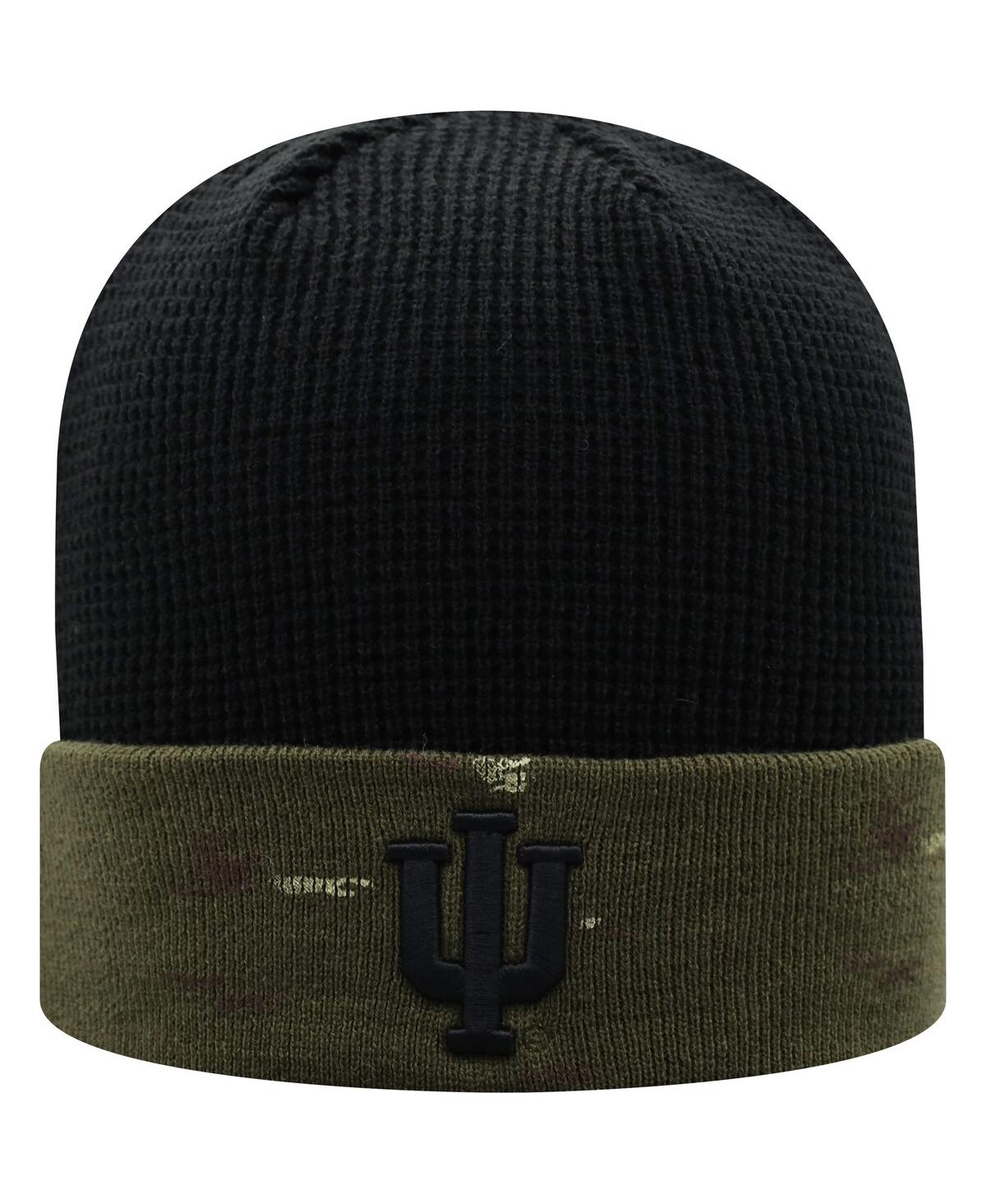 Shop Top Of The World Men's  Olive, Black Indiana Hoosiers Oht Military-inspired Appreciation Skully Cuffe In Olive,black