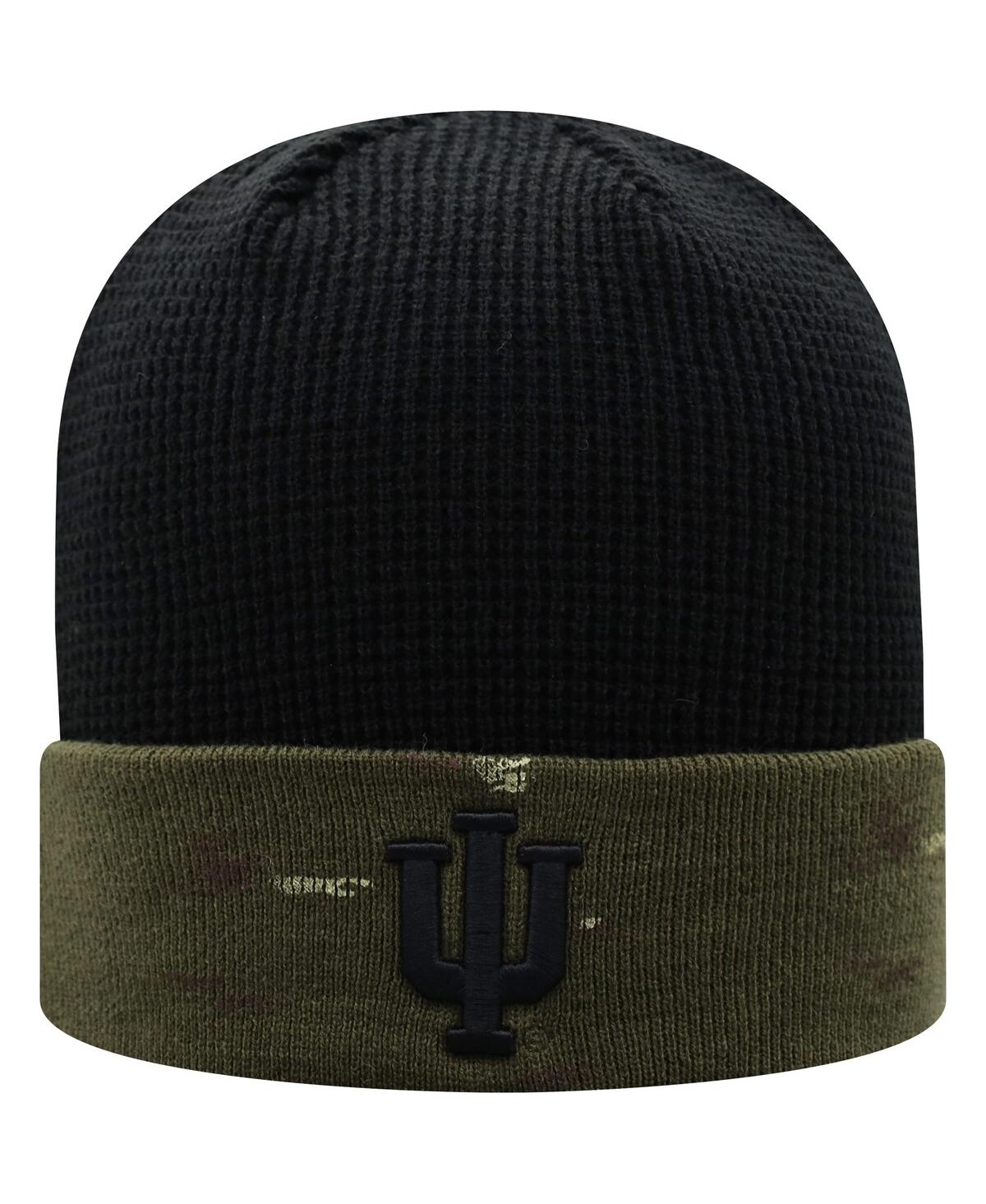 Top Of The World Men's  Olive, Black Indiana Hoosiers Oht Military-inspired Appreciation Skully Cuffe In Olive,black