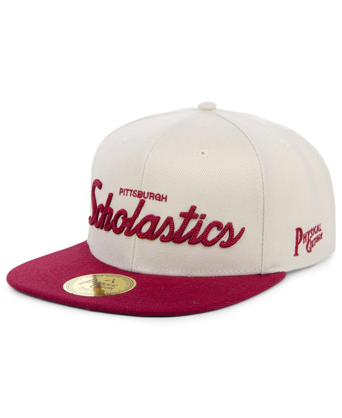Shop Physical Culture Men's  Cream Scholastic Athletic Association Black Fives Snapback Adjustable Hat
