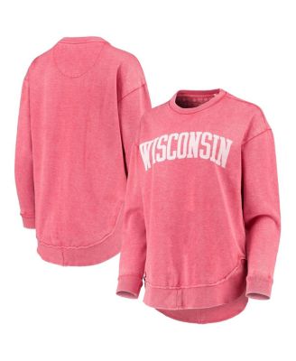 Women's Red Wisconsin Badgers Vintage-Like Wash Pullover Sweatshirt
