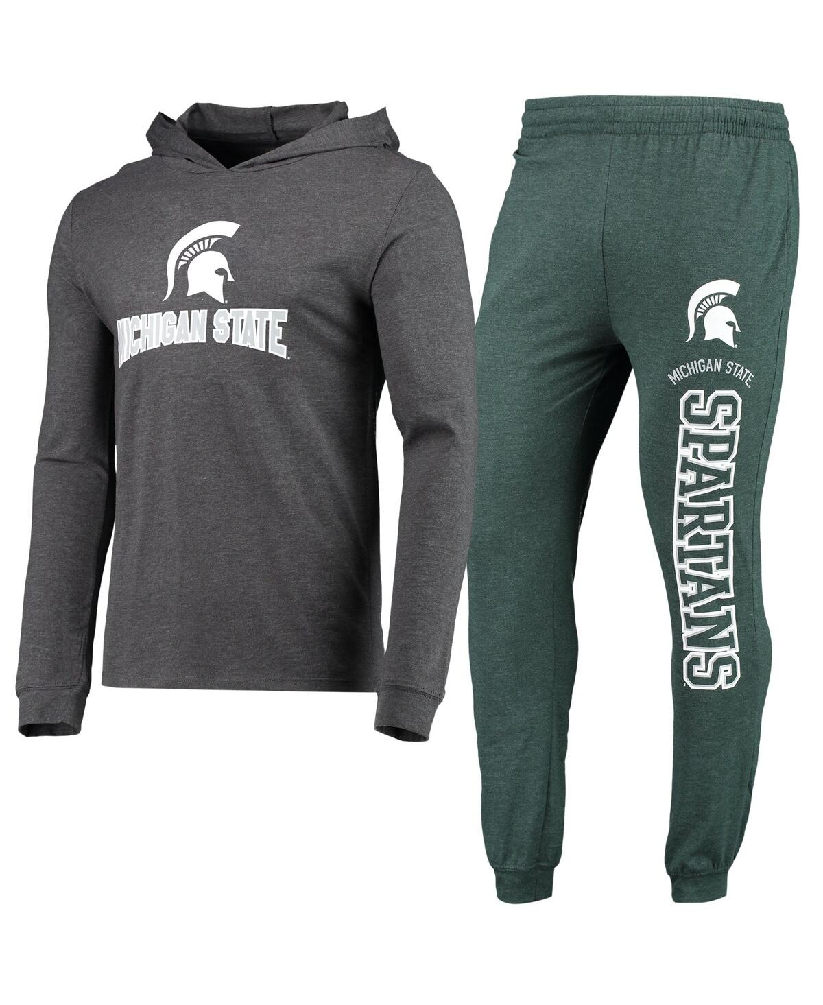 Men's Concepts Sport Heathered Heathered Charcoal Michigan State Spartans Meter Long Sleeve Hoodie T-shirt and Jogger Pants Set - Heathe