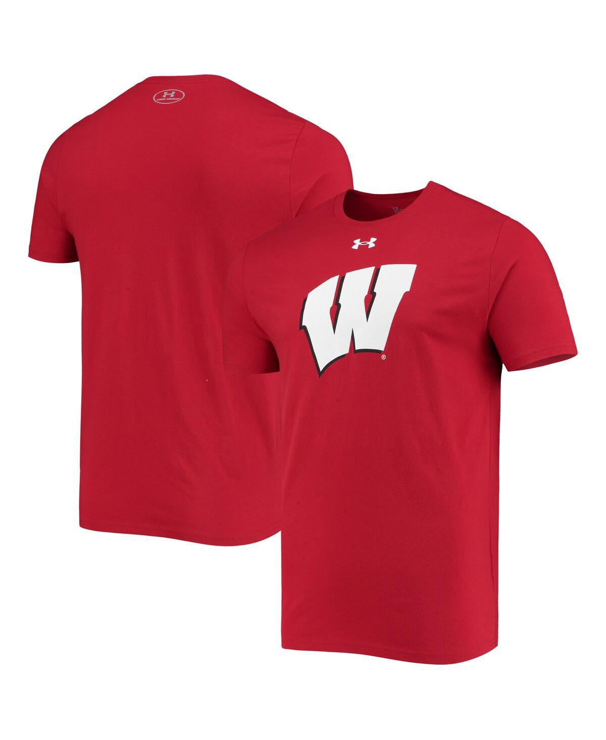 Shop Under Armour Men's  Red Wisconsin Badgers School Logo Performance Cotton T-shirt