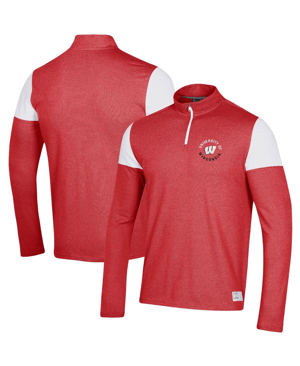Under Armour Red Wisconsin Badgers Gameday Tri-blend Quarter-zip Jacket In Red