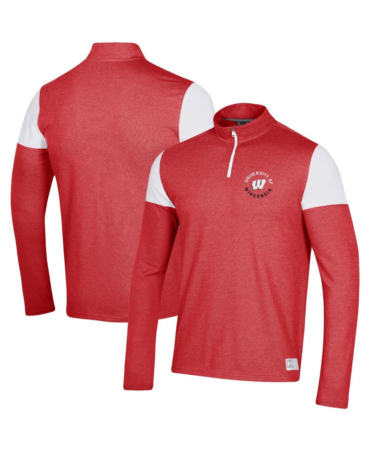 Shop Under Armour Men's  Red Wisconsin Badgers Gameday Tri-blend Quarter-zip Jacket