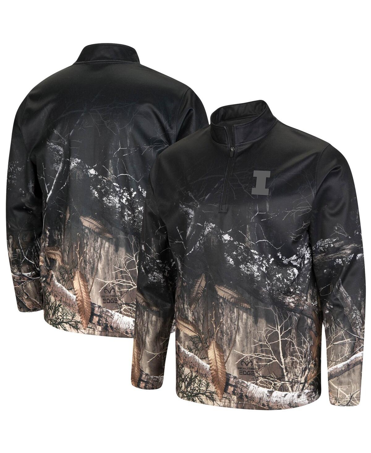 Men's Colosseumand Realtree Camo Illinois Fighting Illini Creek Quarter-Zip Jacket - Black, Realtree