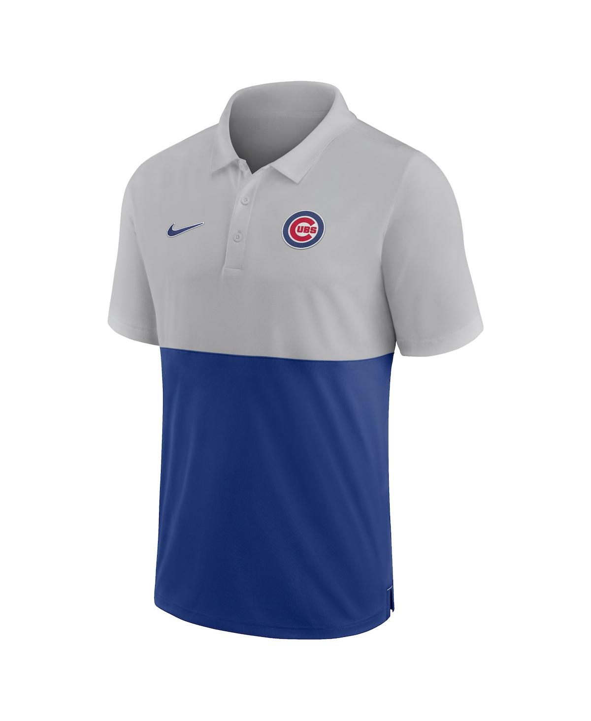 Shop Nike Men's  Silver, Royal Chicago Cubs Team Baseline Striped Performance Polo Shirt In Silver,royal