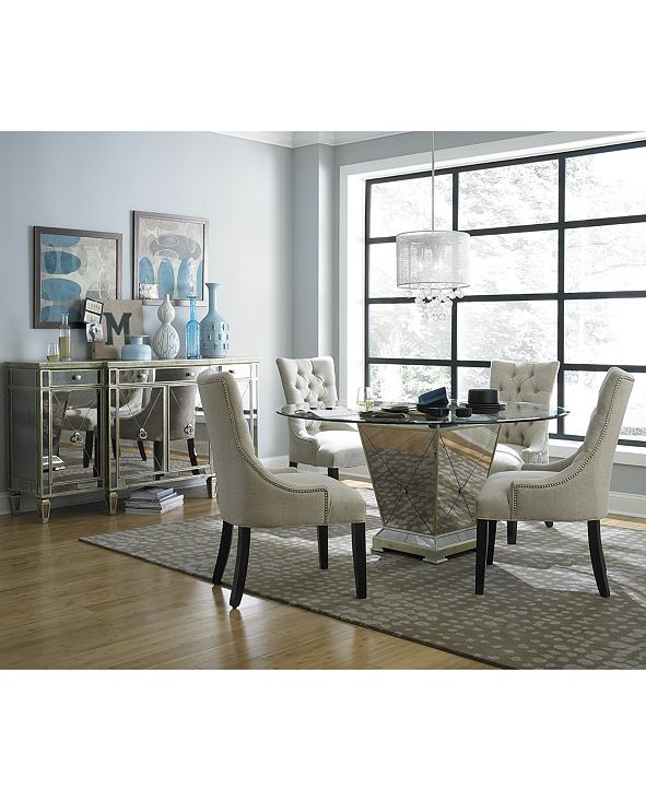 Furniture Marais Dining Room Furniture, 5 Piece Set (60" Mirrored Dining Table and 4 Side Chairs