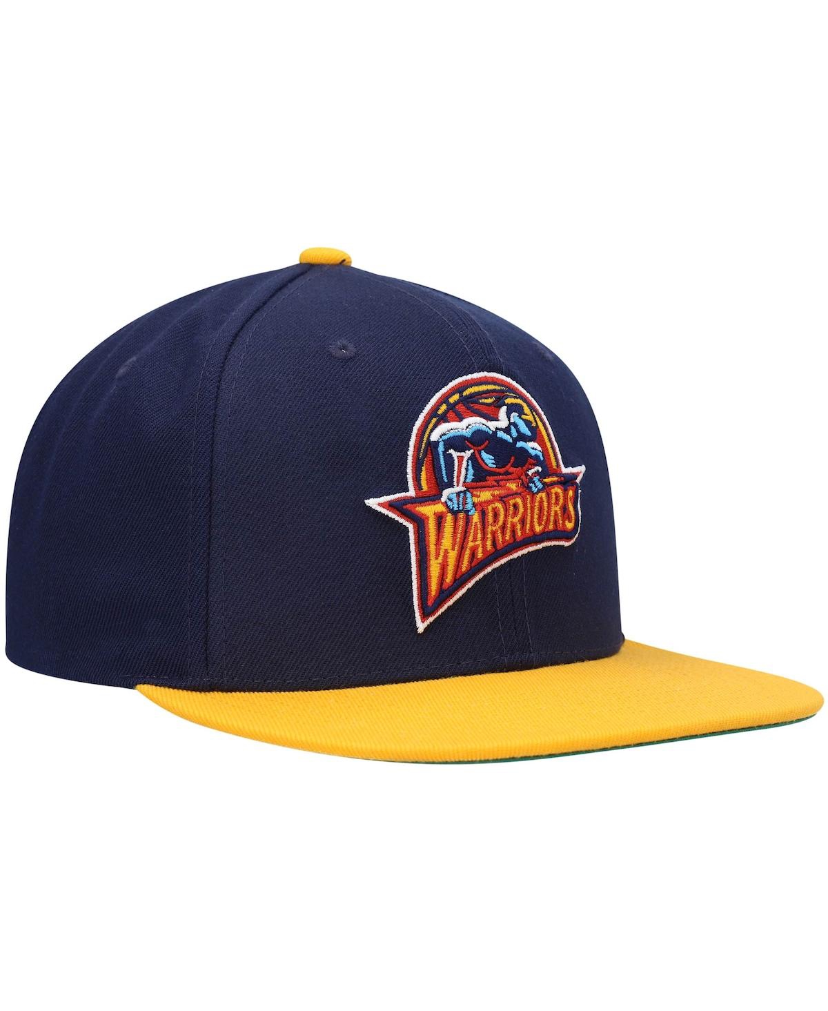 Shop Mitchell & Ness Men's  Navy, Gold Golden State Warriors Hardwood Classics Team Two-tone 2.0 Snapback  In Navy,gold