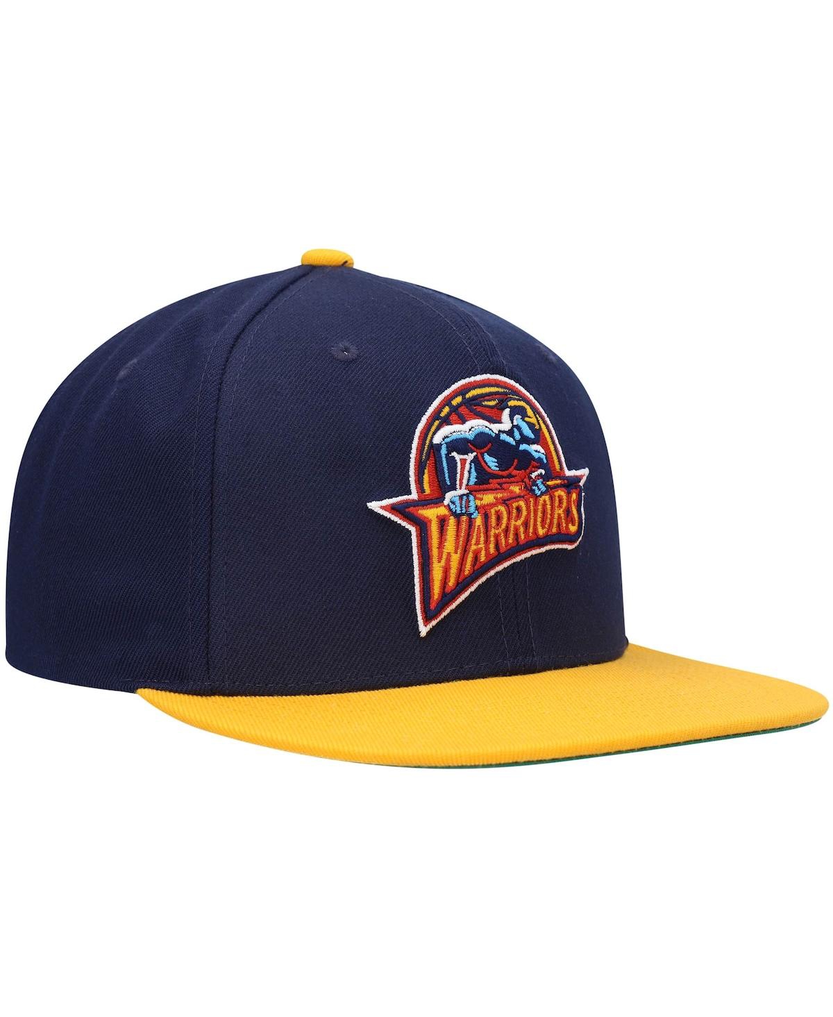 Mitchell & Ness Men's  Navy, Gold Golden State Warriors Hardwood Classics Team Two-tone 2.0 Snapback In Navy,gold