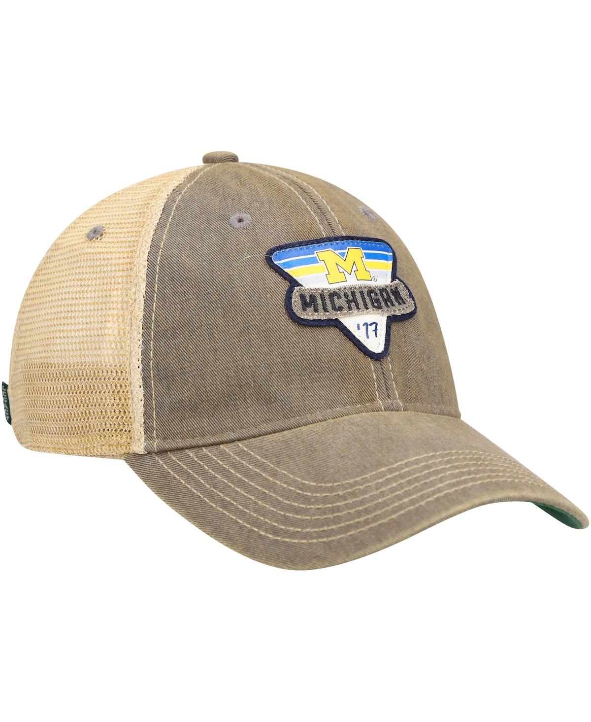 LEGACY ATHLETIC MEN'S GRAY MICHIGAN WOLVERINES LEGACY POINT OLD FAVORITE TRUCKER SNAPBACK HAT 