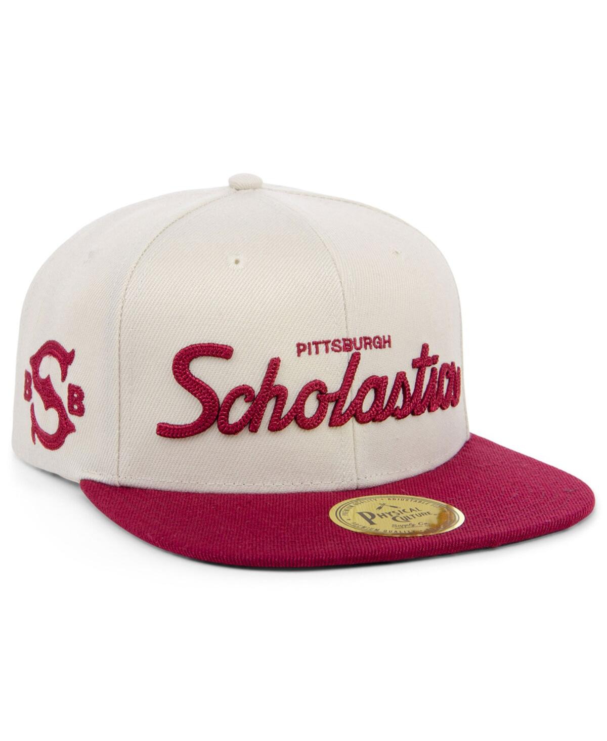 Shop Physical Culture Men's  Cream Scholastic Athletic Association Black Fives Snapback Adjustable Hat
