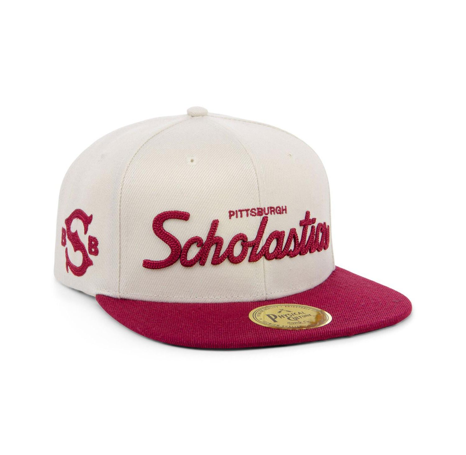 Men's Cream Scholastic Athletic Association Black Fives Snapback Adjustable Hat