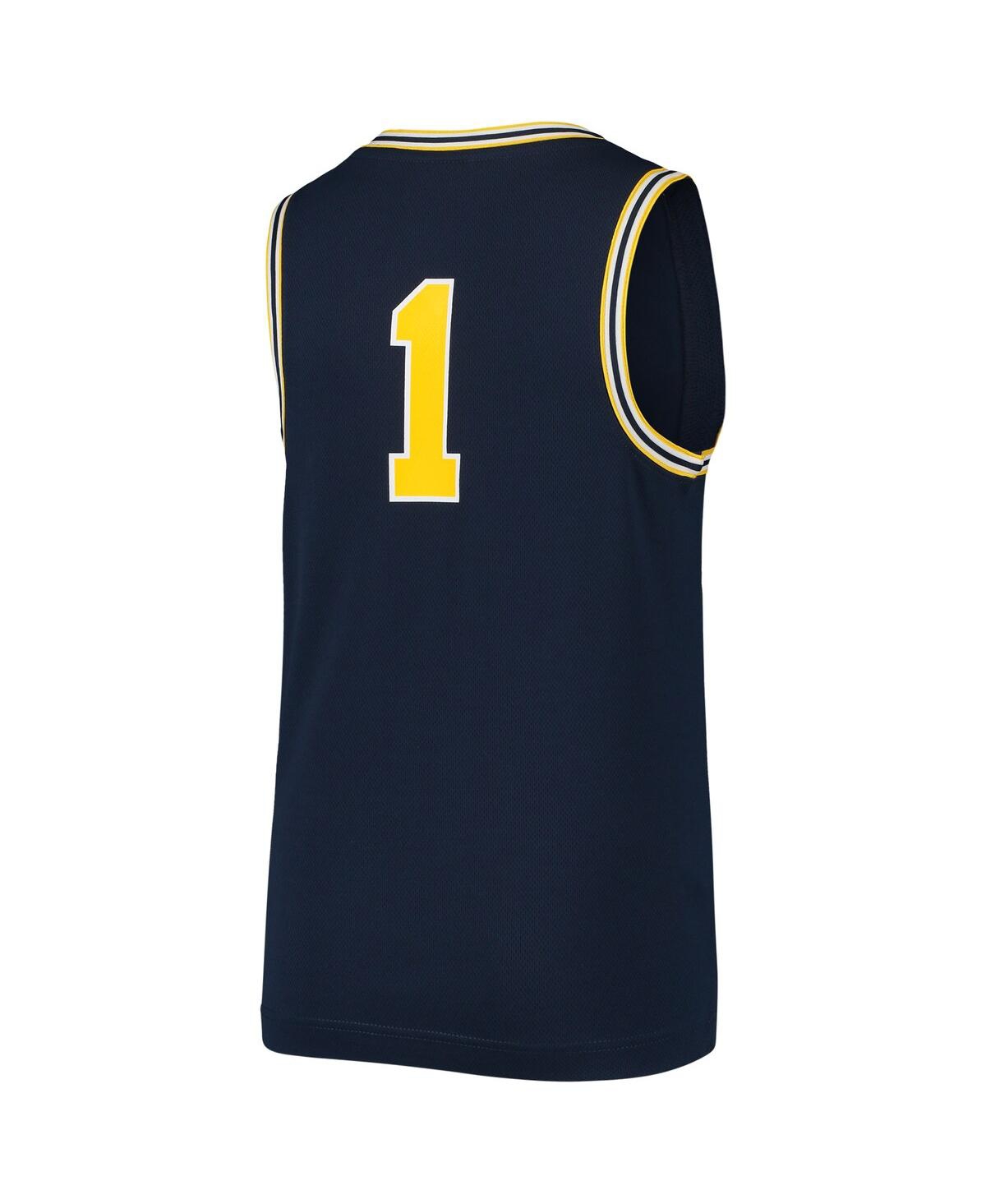 Big Boys Jordan #1Michigan Wolverines Team Replica Basketball Jersey - Navy
