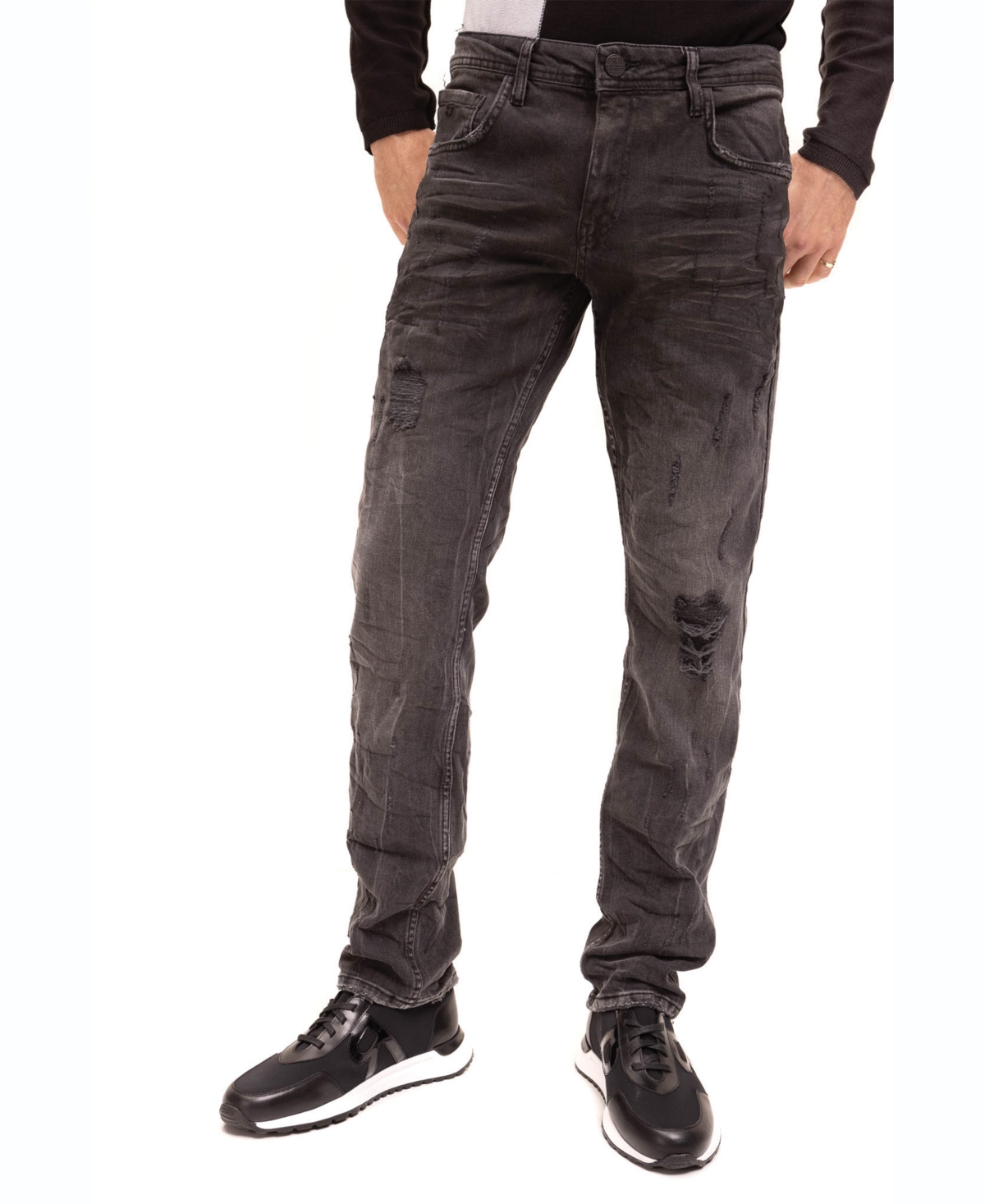 Ron Tomson Men's Modern Classic Denim Jeans In Black