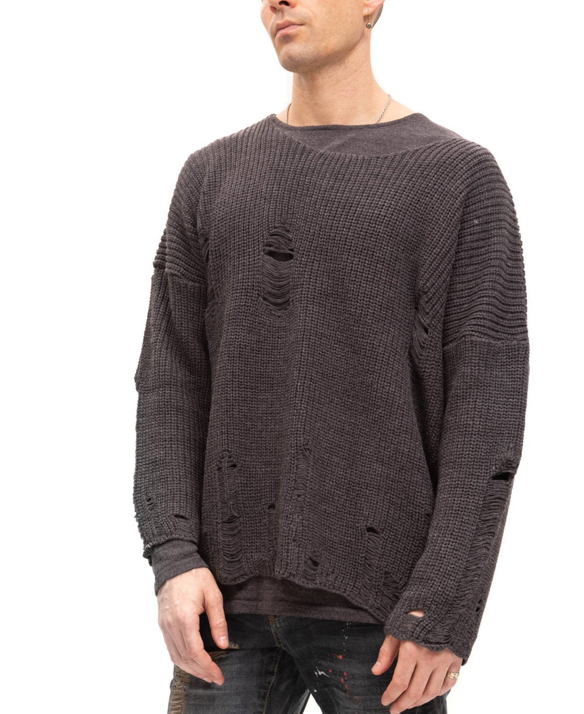 Ron Tomson Men's Modern Double Distorted Sweater